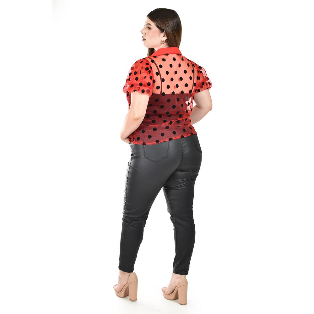 Foto 3 | Blusa con Lunares Roman Fashion Roja para Mujer