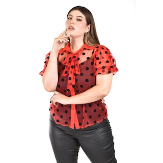 Foto 4 | Blusa con Lunares Roman Fashion Roja para Mujer