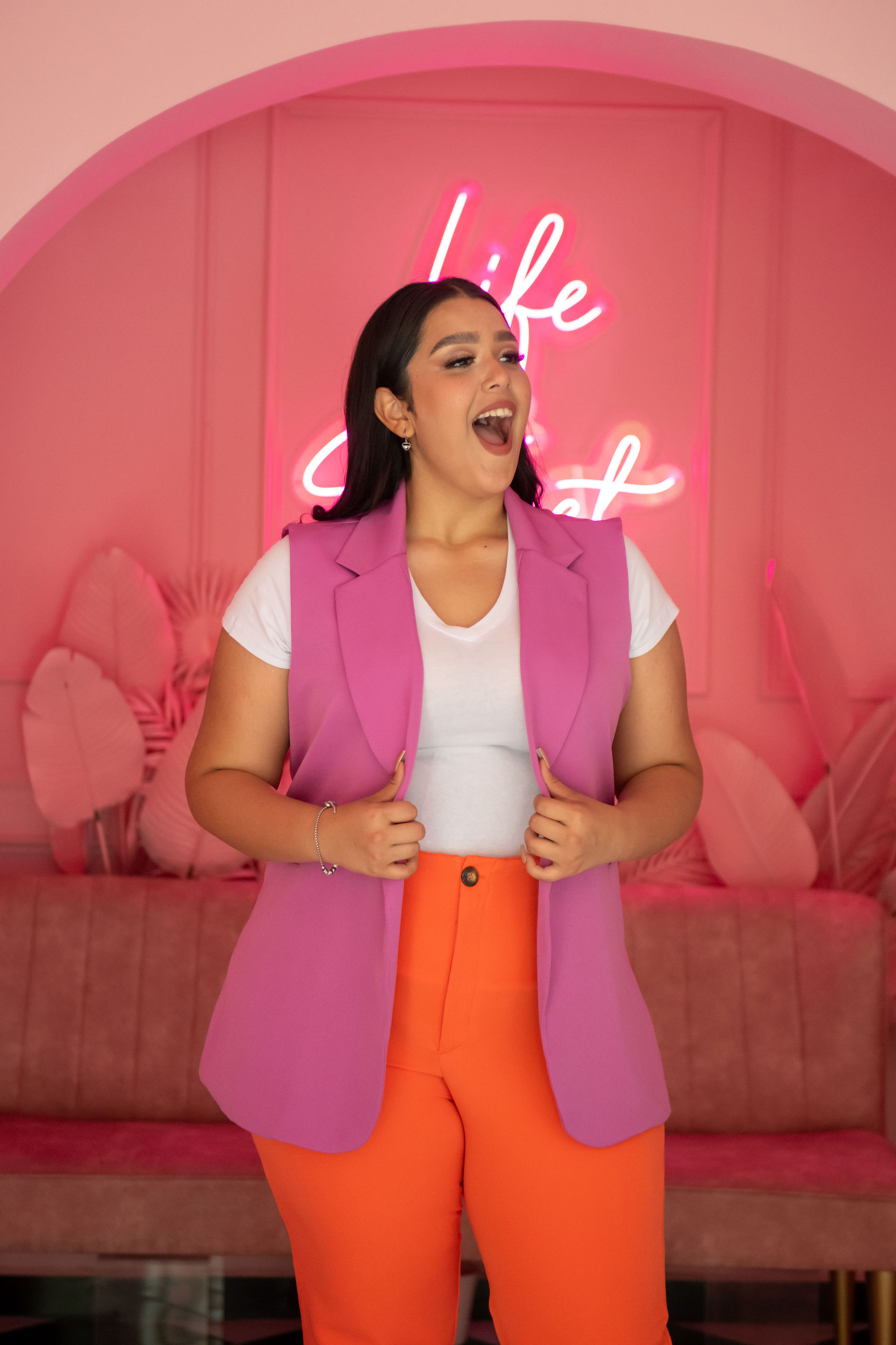 Foto 4 | Chaleco de Vestir María Ferré 2480l color Fiusha para Mujer - Tallas Extras