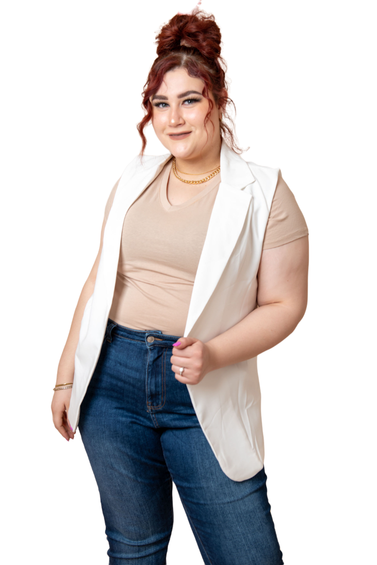 Foto 2 pulgar | Chaleco de Vestir María Ferré 2480l Ivory para Mujer - Tallas Extras