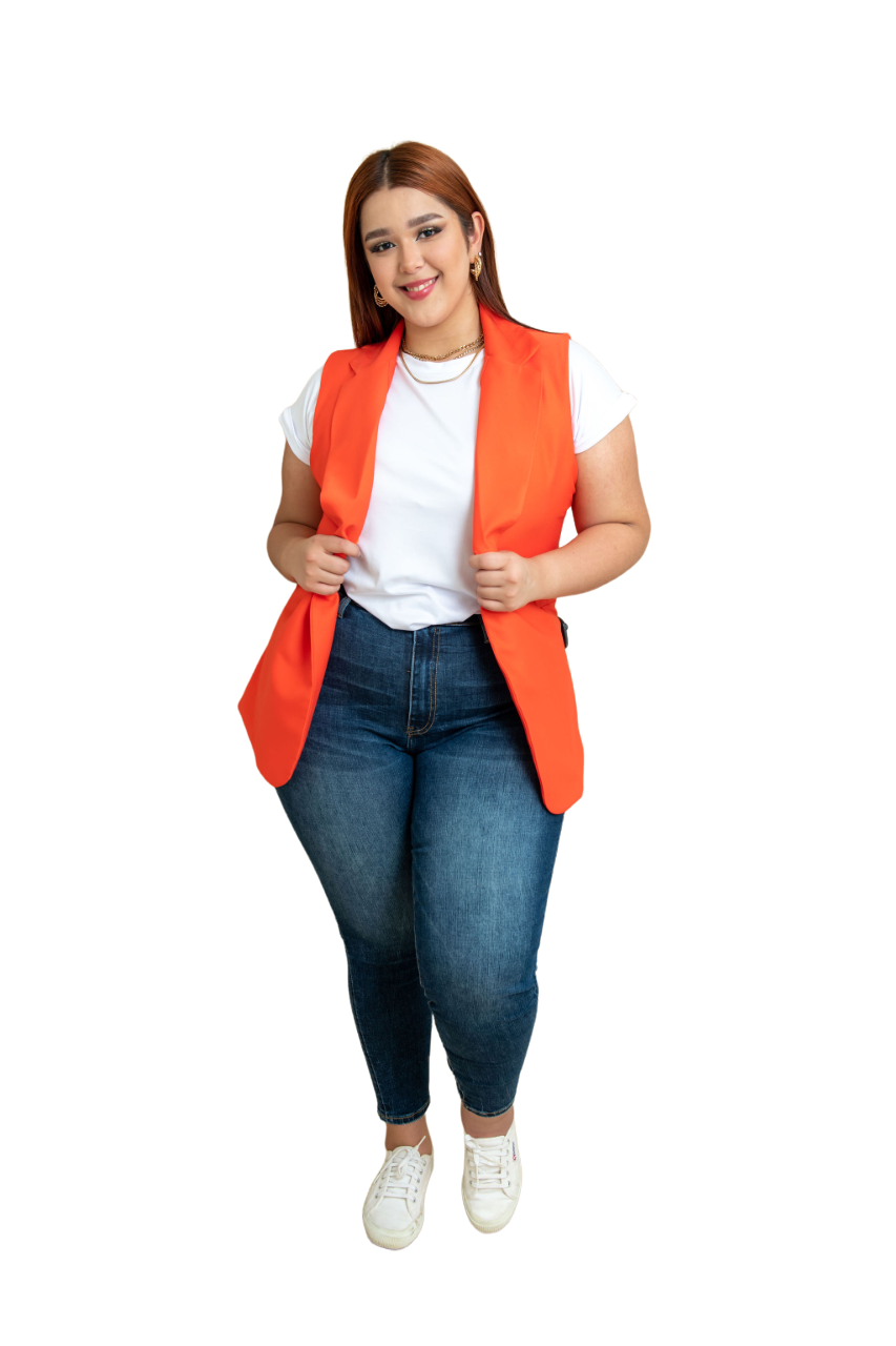 Foto 2 pulgar | Chaleco de Vestir María Ferré 2480l color Anaranjado para Mujer Tallas Extras