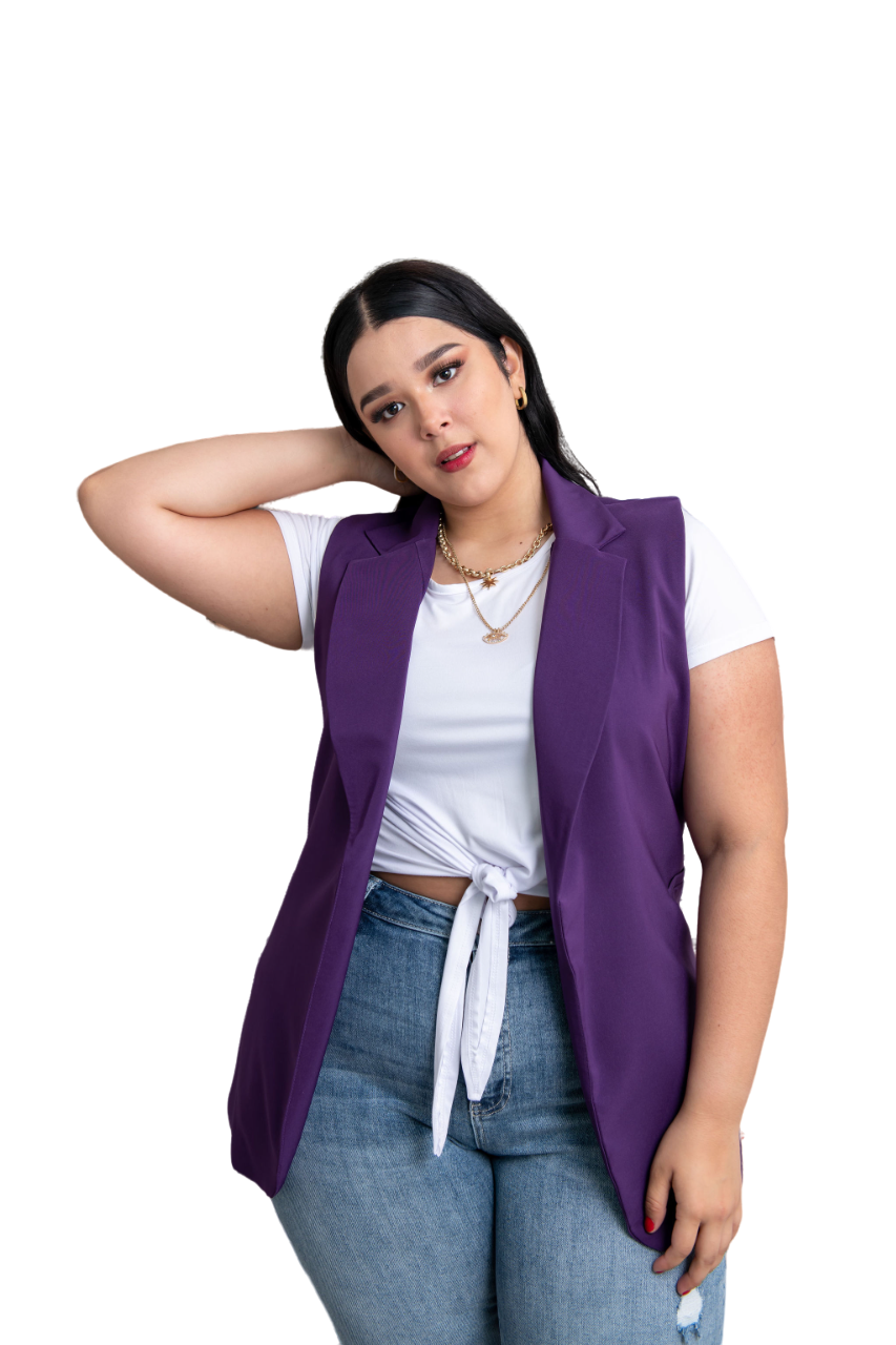 Foto 1 | Chaleco de Vestir María Ferré 2480l Púrpura para Mujer Tallas Extras