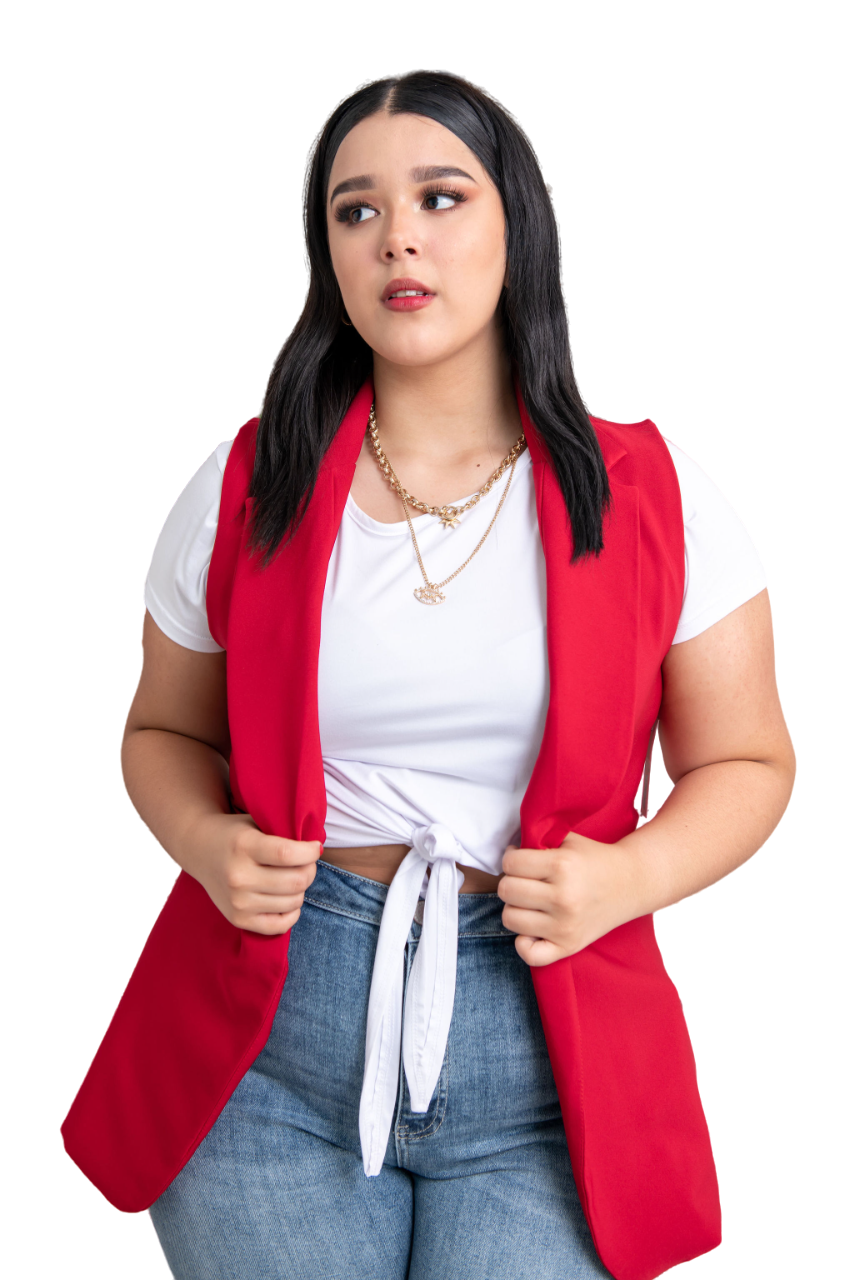 Foto 2 pulgar | Chaleco de Vestir María Ferré 2480l color Rojo Quemado para Mujer Tallas Extras