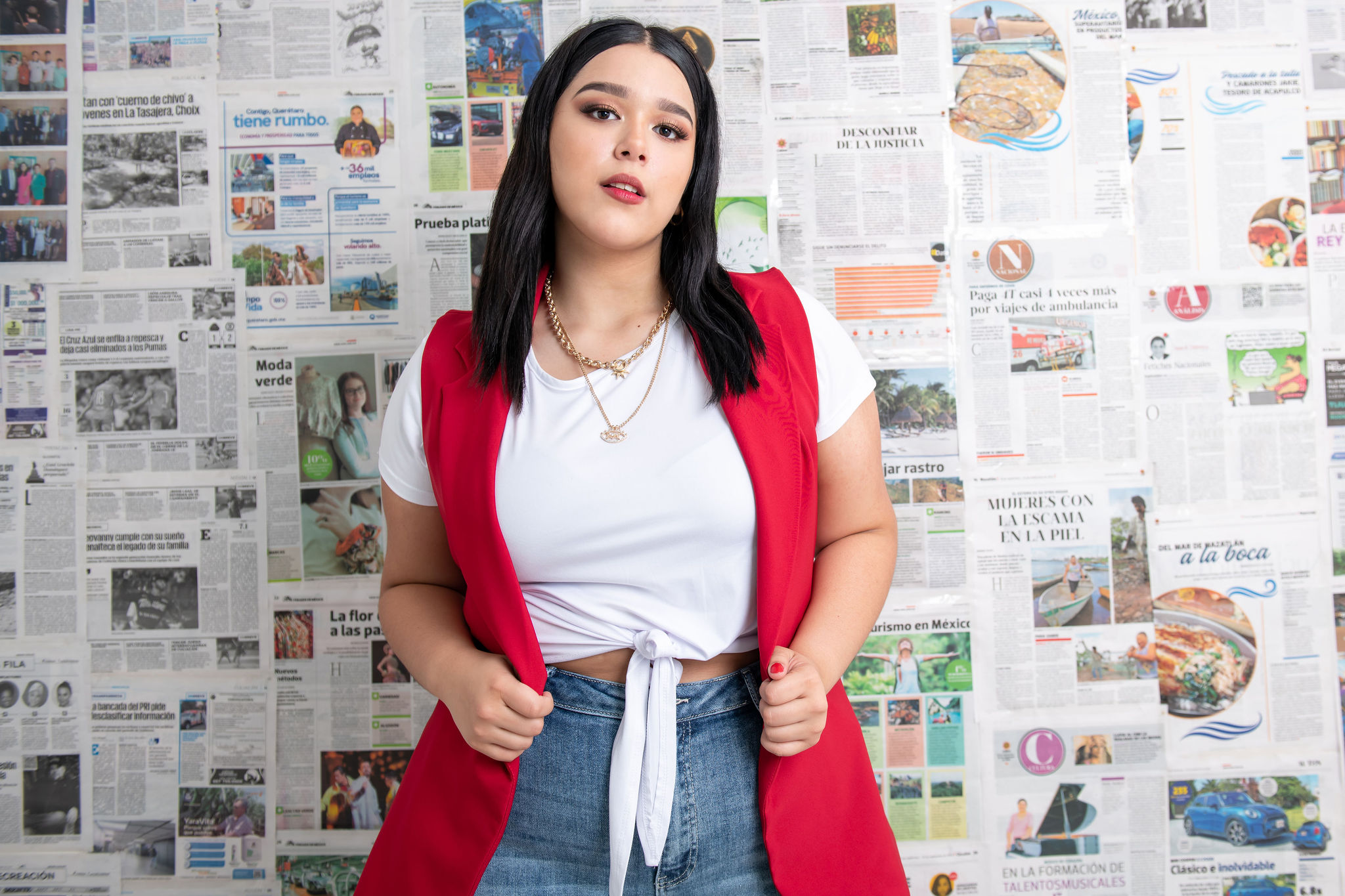 Foto 2 | Chaleco de Vestir María Ferré 2480l color Rojo Quemado para Mujer Tallas Extras