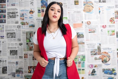 Foto 2 | Chaleco de Vestir María Ferré 2480l color Rojo Quemado para Mujer Tallas Extras