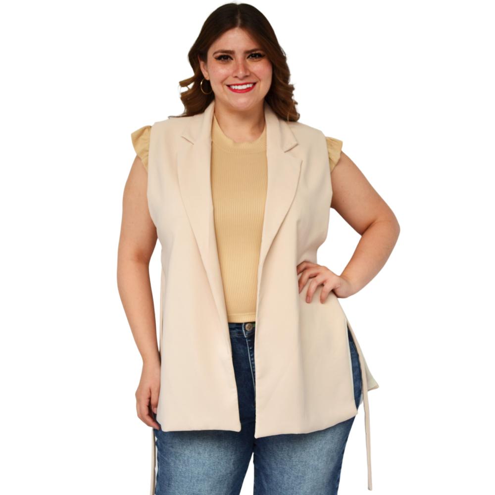 Foto 2 pulgar | Chaleco Roman Fashion con Abertura 3779 color Beige para Dama
