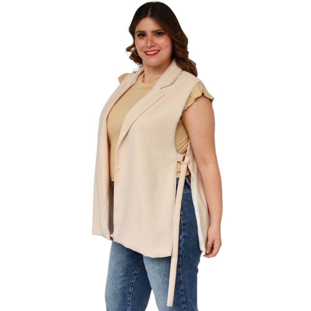 Foto 3 pulgar | Chaleco Roman Fashion con Abertura 3779 color Beige para Dama