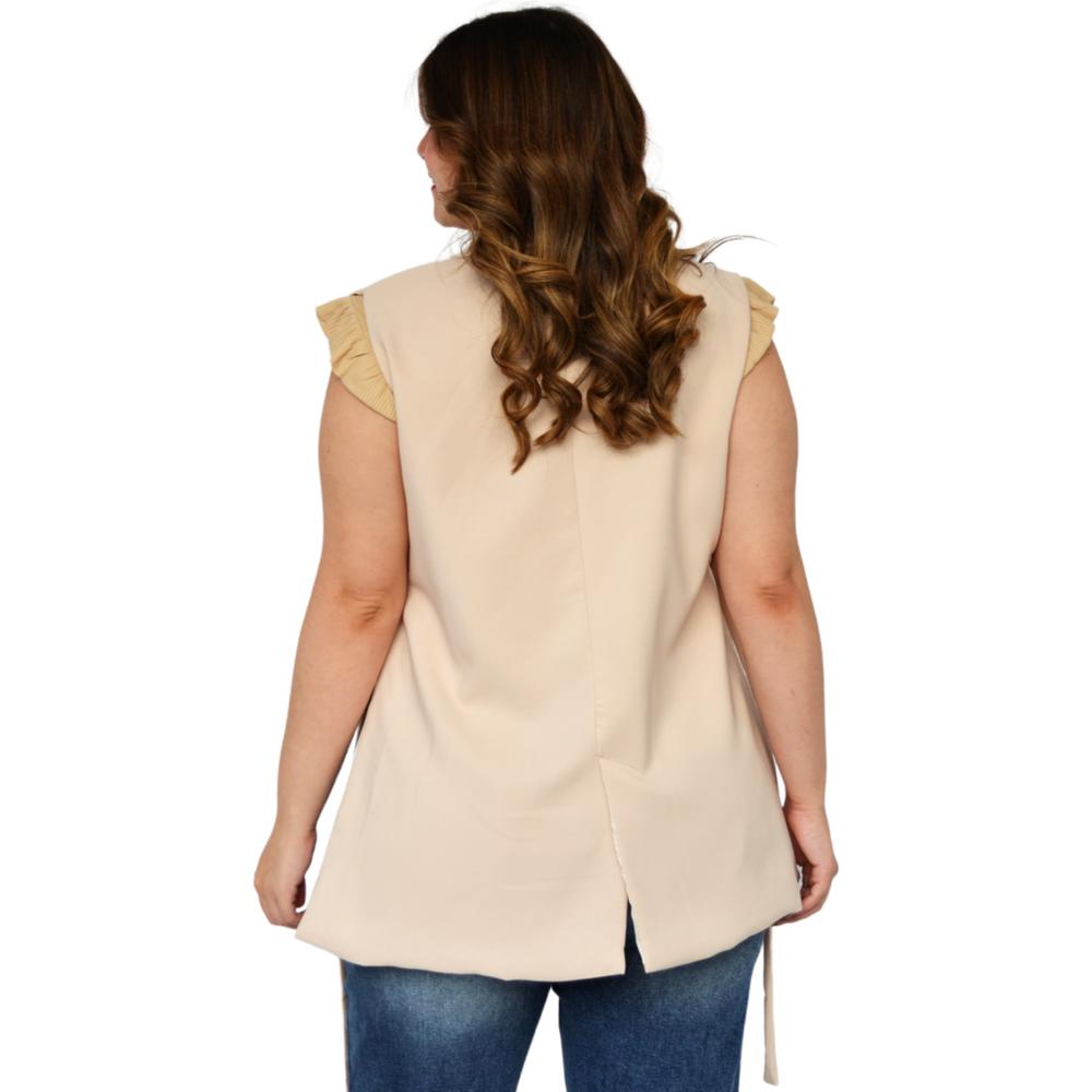 Foto 4 pulgar | Chaleco Roman Fashion con Abertura 3779 color Beige para Dama