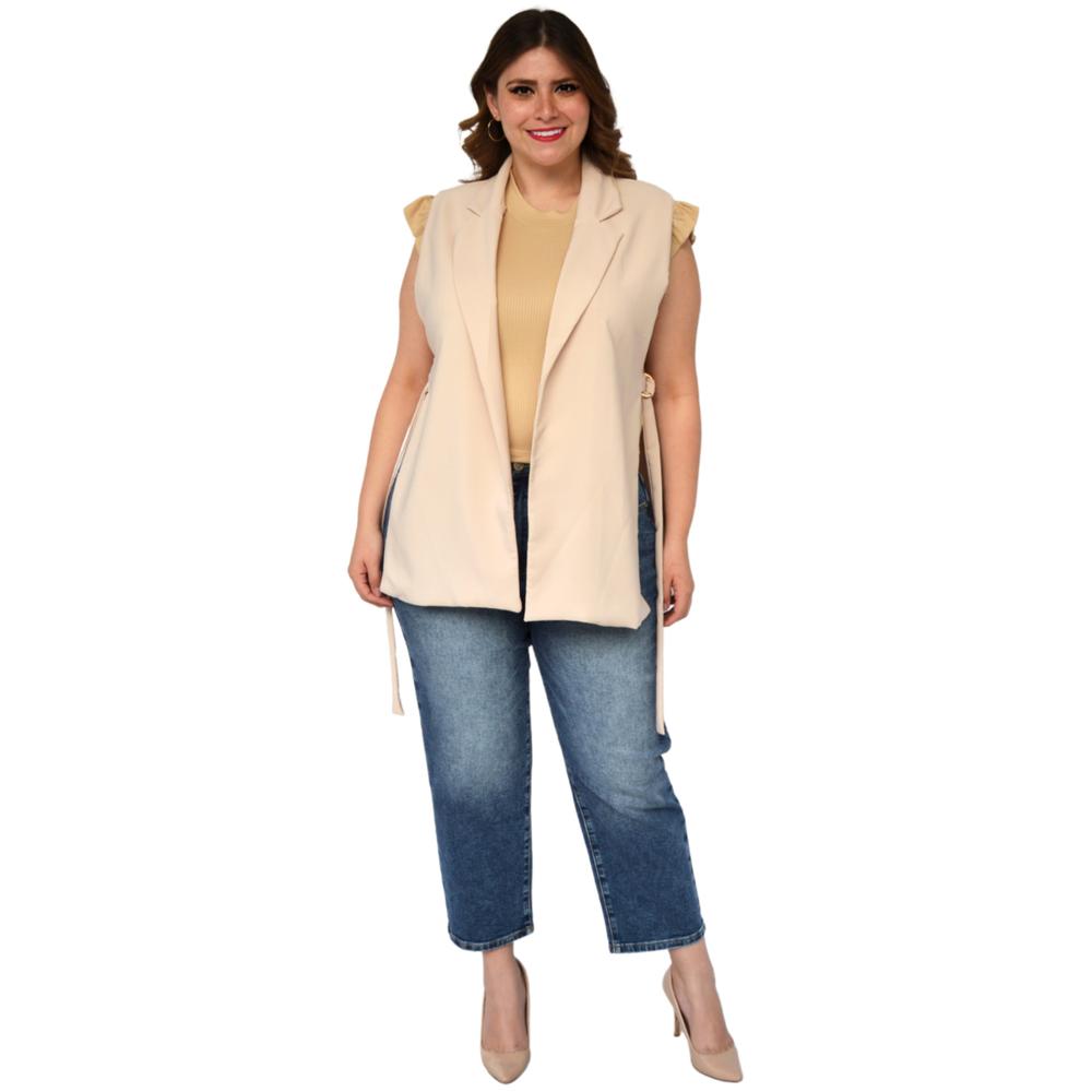 Foto 6 pulgar | Chaleco Roman Fashion con Abertura 3779 color Beige para Dama