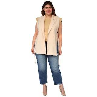 Foto 5 | Chaleco Roman Fashion con Abertura 3779 color Beige para Dama