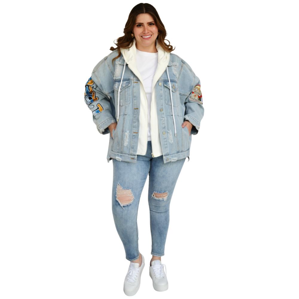 Foto 6 | Chamarra con Capucha Roman Fashion color Azul para Mujer