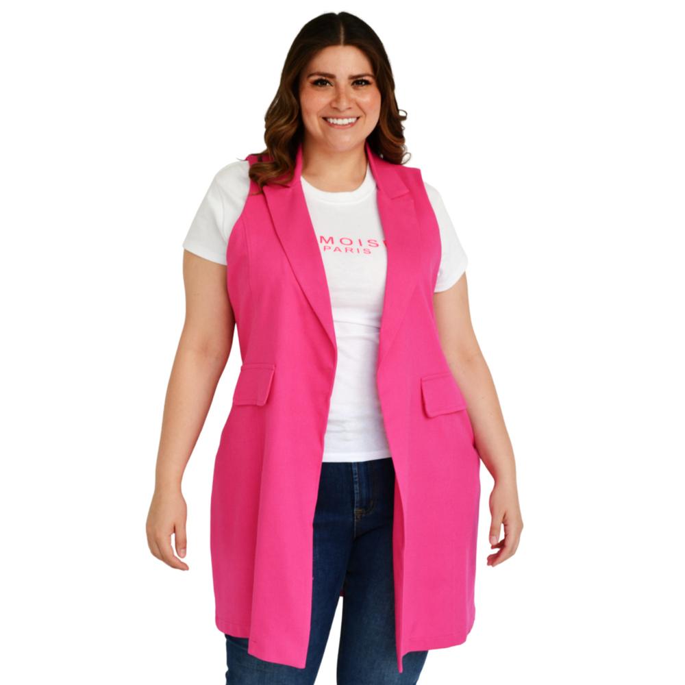Foto 2 pulgar | Chaleco de Lino Roman Fashion Tallas Extras 2136 color Rosa