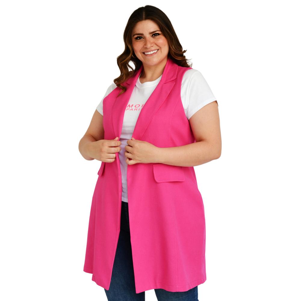 Foto 3 pulgar | Chaleco de Lino Roman Fashion Tallas Extras 2136 color Rosa