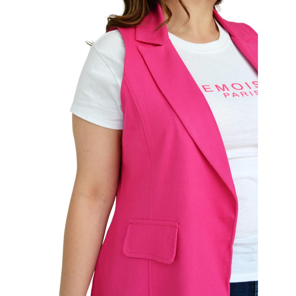 Foto 5 pulgar | Chaleco de Lino Roman Fashion Tallas Extras 2136 color Rosa