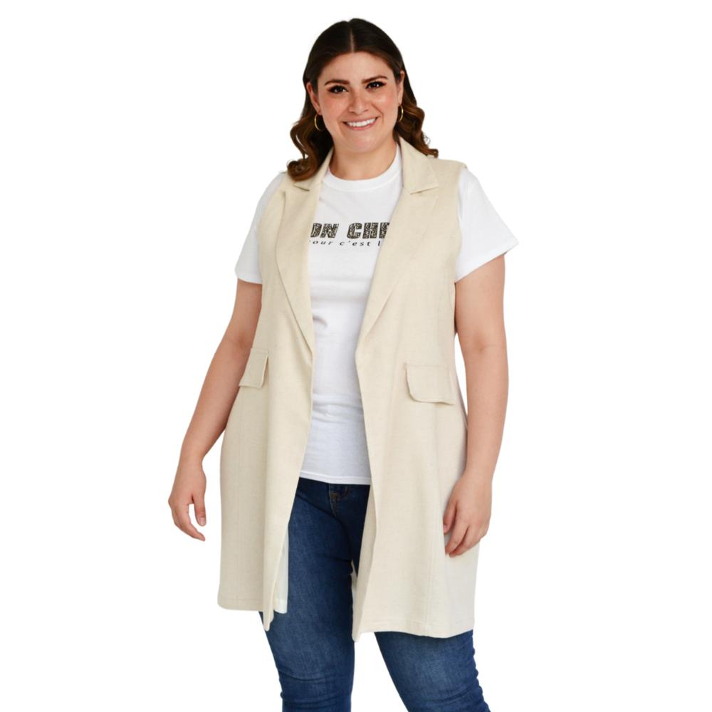 Foto 1 | Chaleco de Lino Roman Fashion Tallas Extras 2136 color Beige