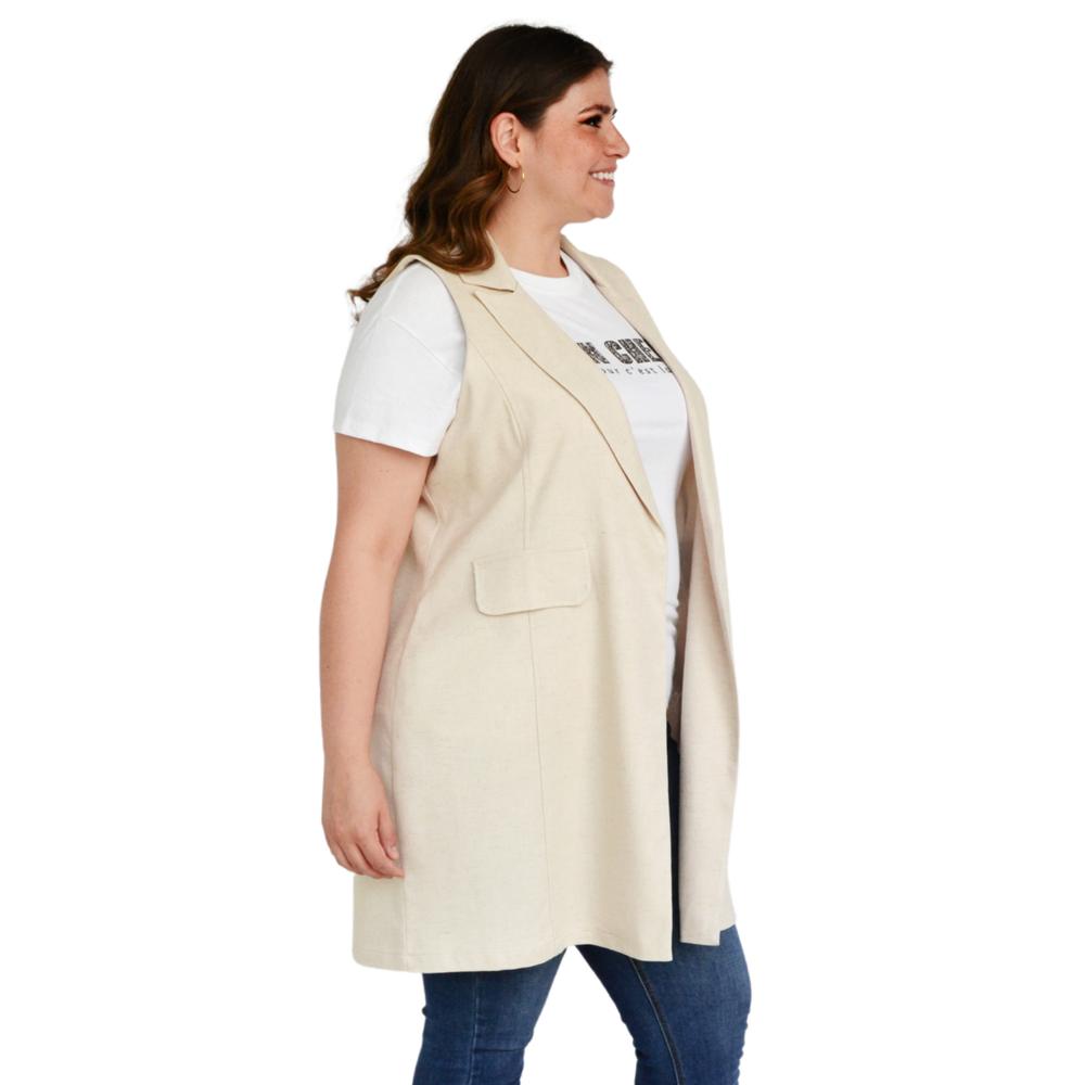 Foto 3 pulgar | Chaleco de Lino Roman Fashion Tallas Extras 2136 color Beige