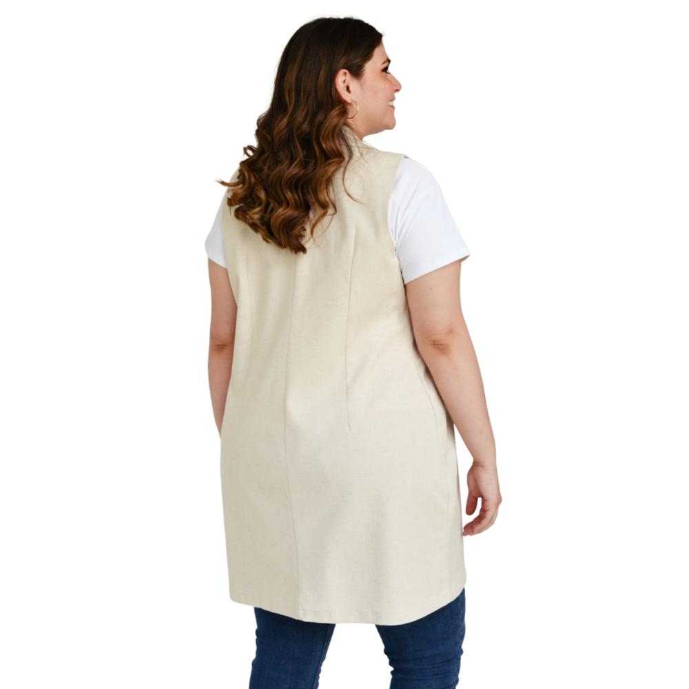 Foto 4 pulgar | Chaleco de Lino Roman Fashion Tallas Extras 2136 color Beige