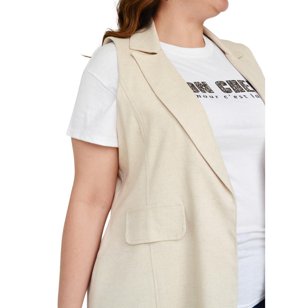 Foto 5 pulgar | Chaleco de Lino Roman Fashion Tallas Extras 2136 color Beige
