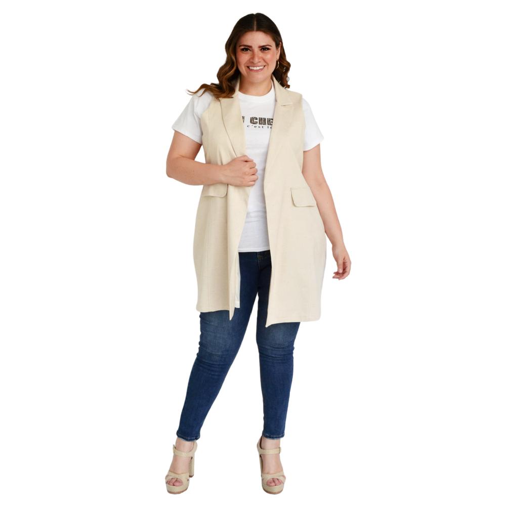 Foto 6 pulgar | Chaleco de Lino Roman Fashion Tallas Extras 2136 color Beige