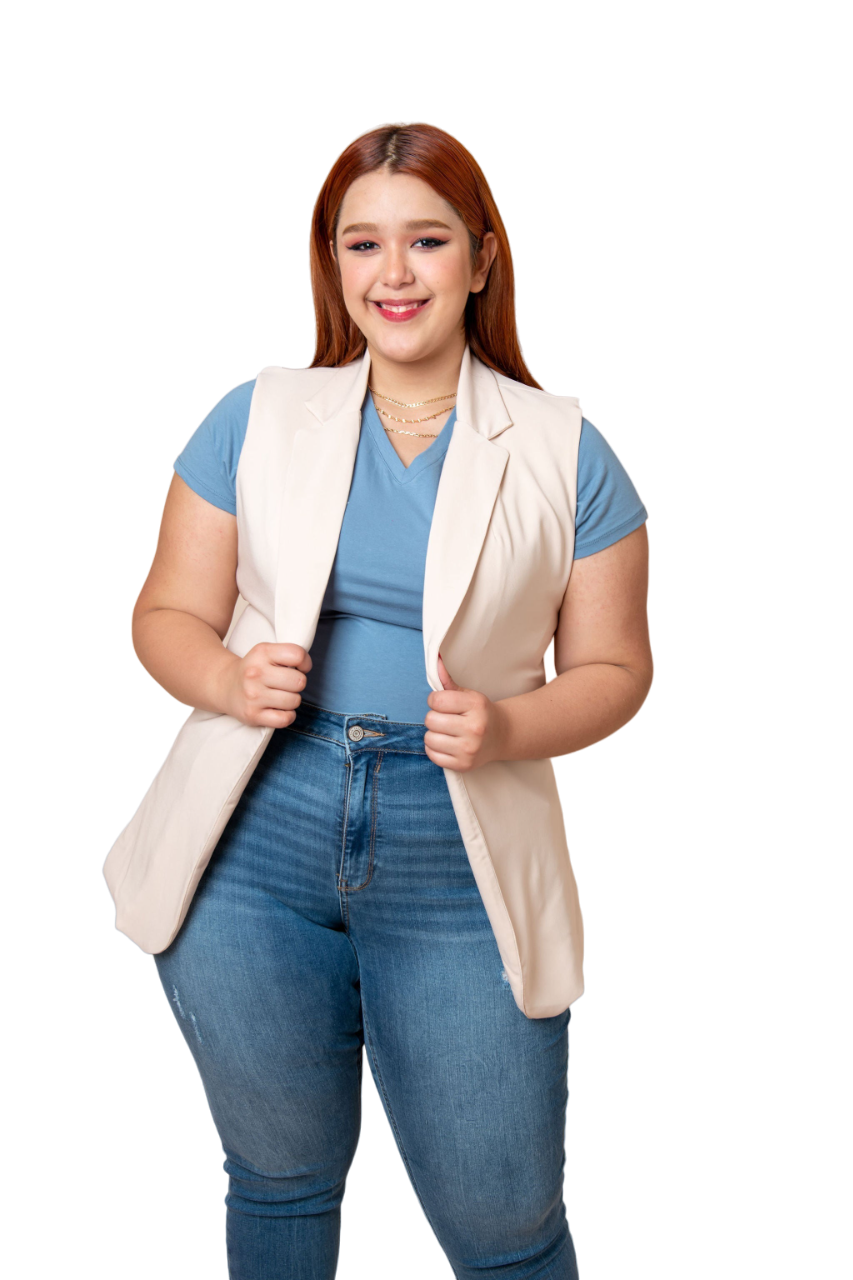 Foto 1 | Chaleco de Vestir María Ferré 2480l color Beige para Mujer Tallas Extras