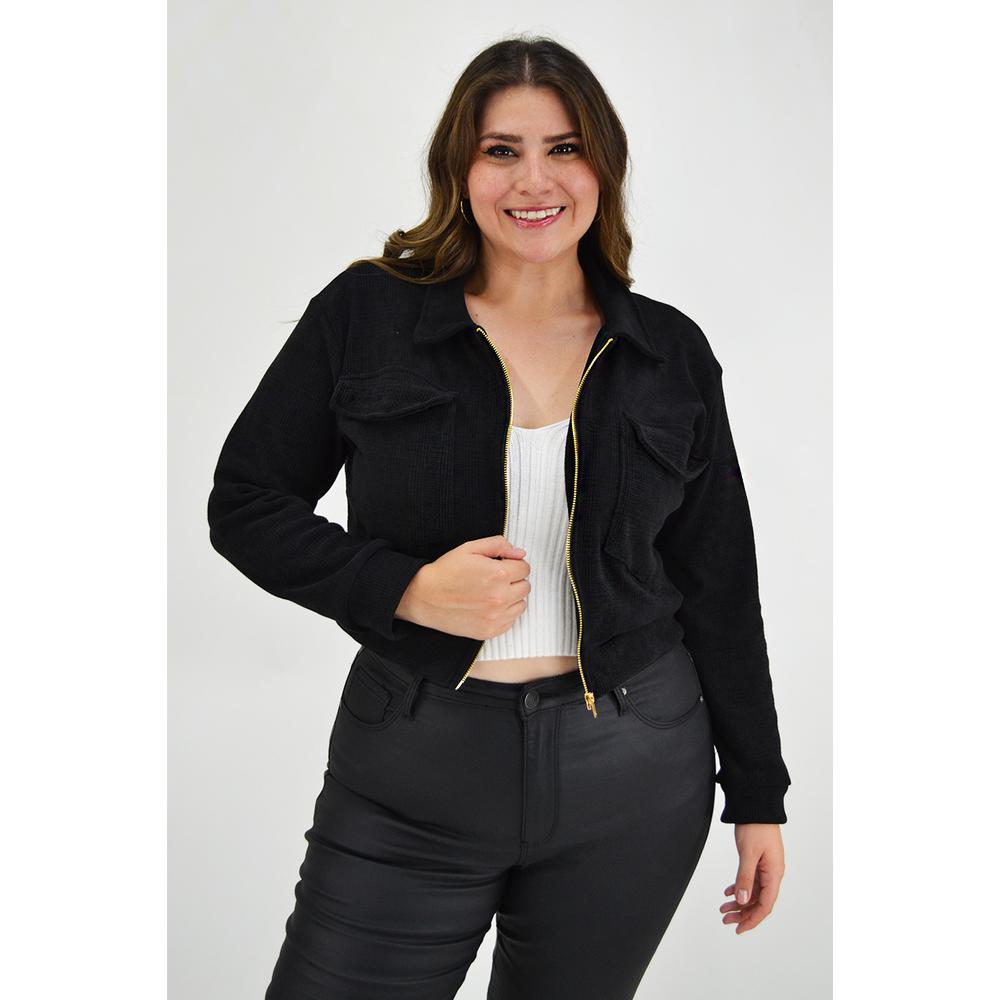 Chamarra Corta Roman Fashion Tallas Extras 18048 color Negro