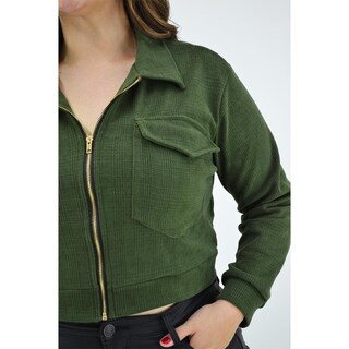 Foto 4 | Chamarra Corta Roman Fashion Tallas Extras 18048 color Verde
