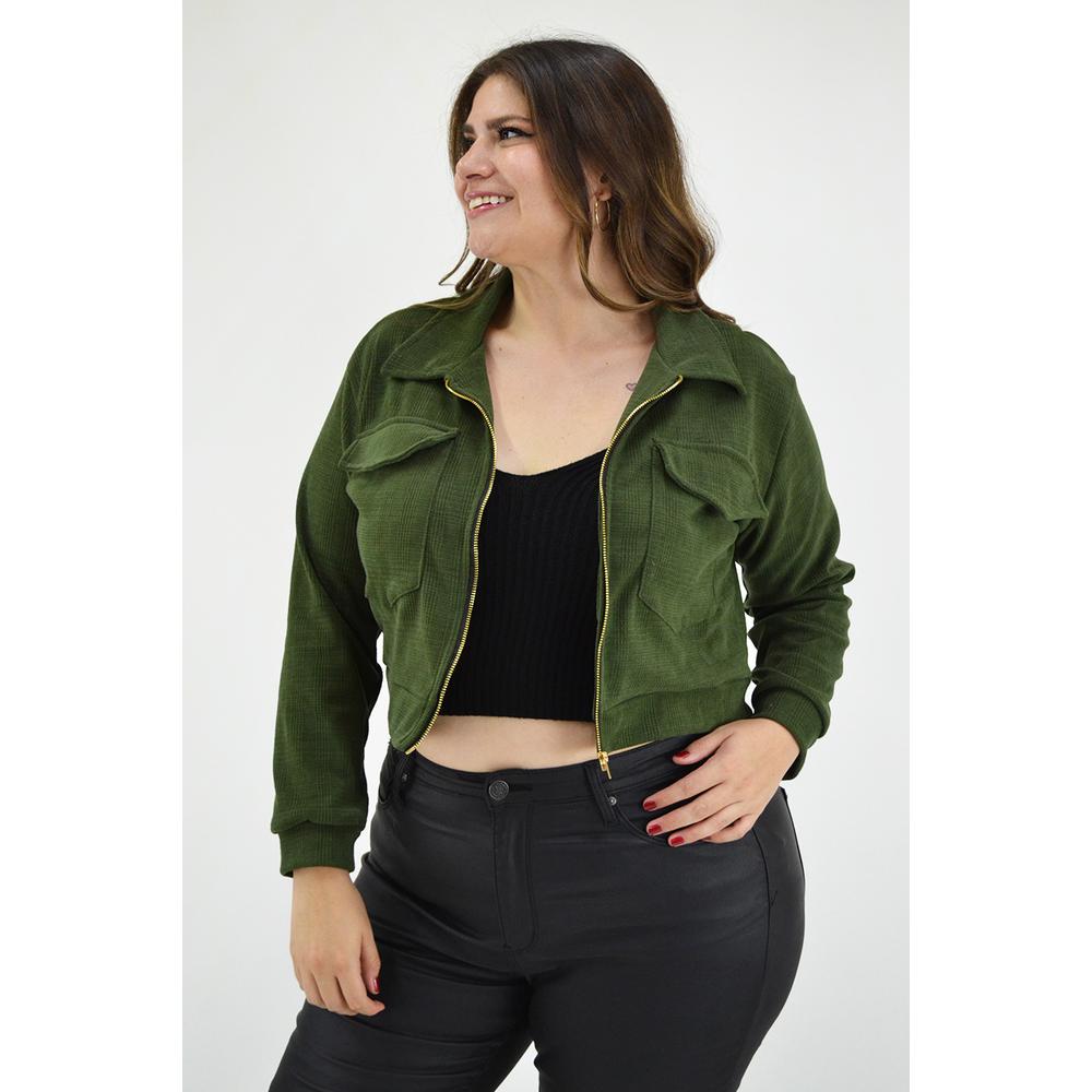 Foto 5 | Chamarra Corta Roman Fashion Tallas Extras 18048 color Verde