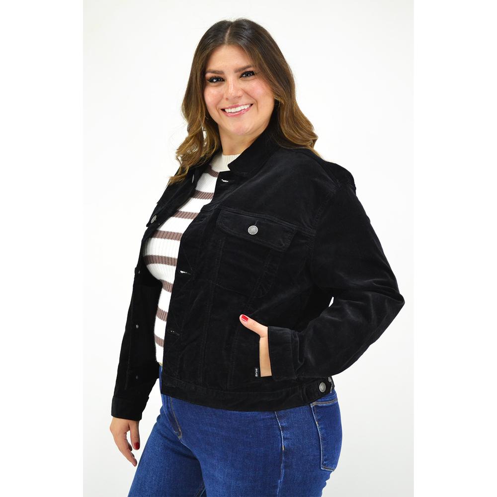 Foto 2 | Chamarra para Mujer Roman Fashion de Pana Tallas Extras color Negro