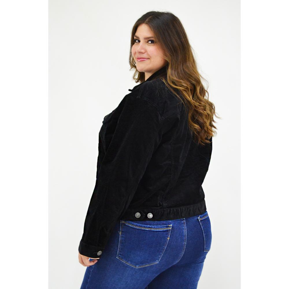 Foto 4 pulgar | Chamarra para Mujer Roman Fashion de Pana Tallas Extras color Negro