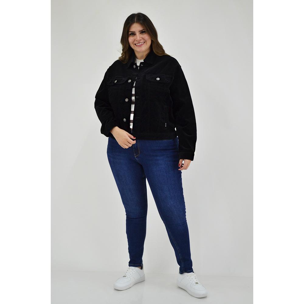 Foto 5 | Chamarra para Mujer Roman Fashion de Pana Tallas Extras color Negro