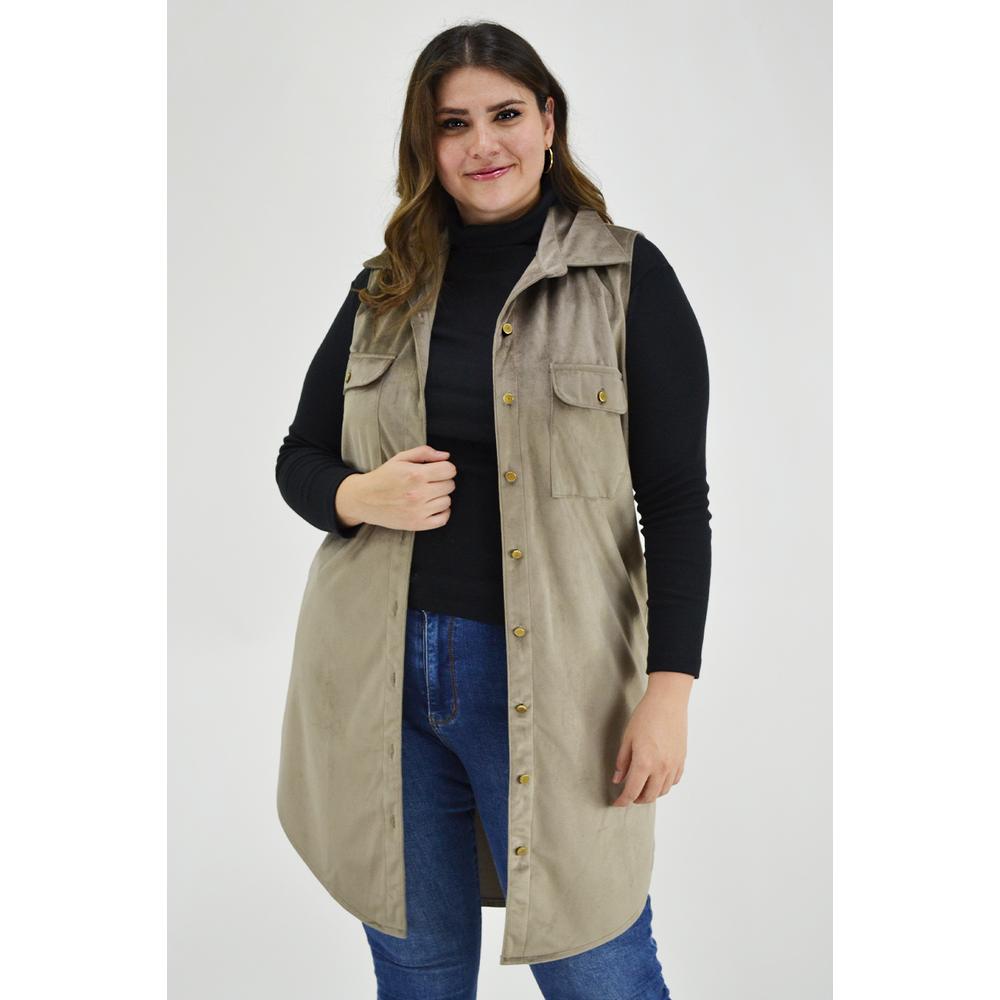 Foto 1 | Chaleco para Mujer Roman Fashion Gamuza Tallas Extra Marrón