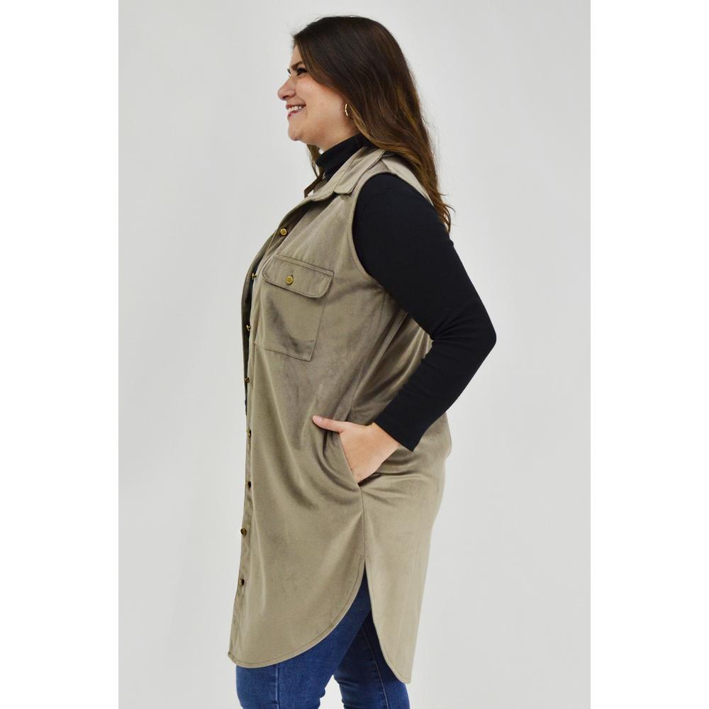 Foto 2 | Chaleco para Mujer Roman Fashion Gamuza Tallas Extra Marrón