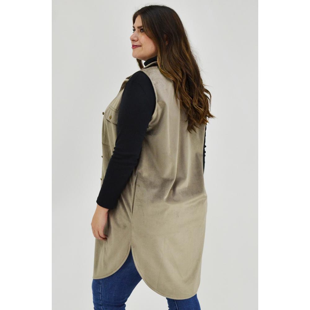Foto 4 pulgar | Chaleco para Mujer Roman Fashion Gamuza Tallas Extra Marrón