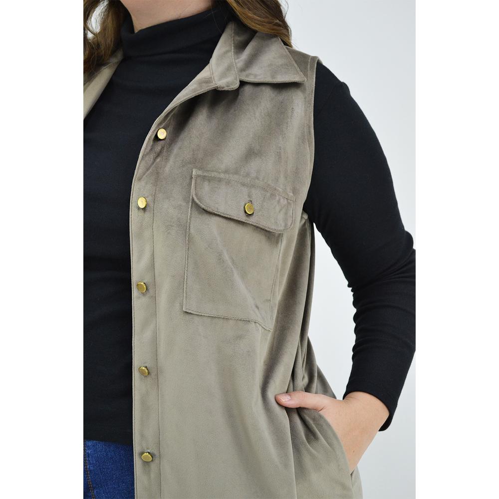 Foto 5 pulgar | Chaleco para Mujer Roman Fashion Gamuza Tallas Extra Marrón