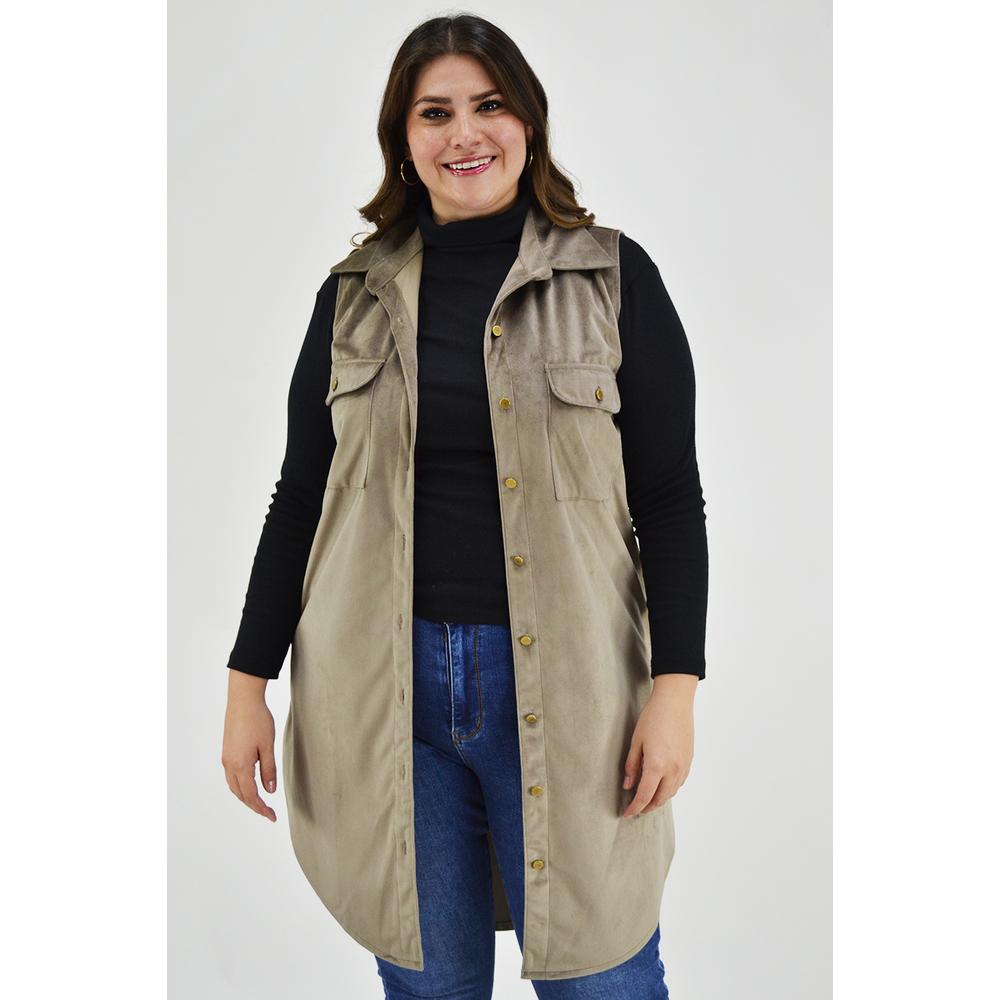 Foto 5 | Chaleco para Mujer Roman Fashion Gamuza Tallas Extra Marrón