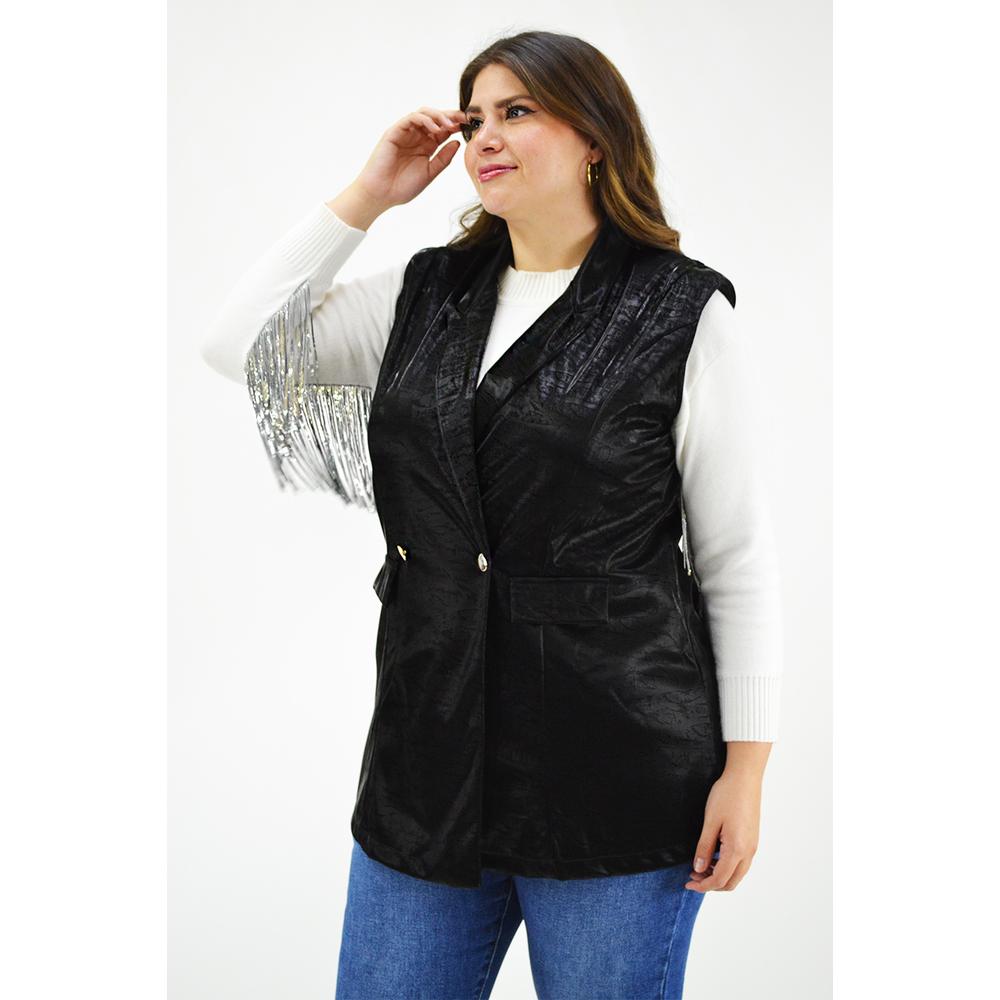 Foto 2 | Chaleco de Vinipiel Print Roman Fashion JA-MIC-2237 Negro Tallas Extras