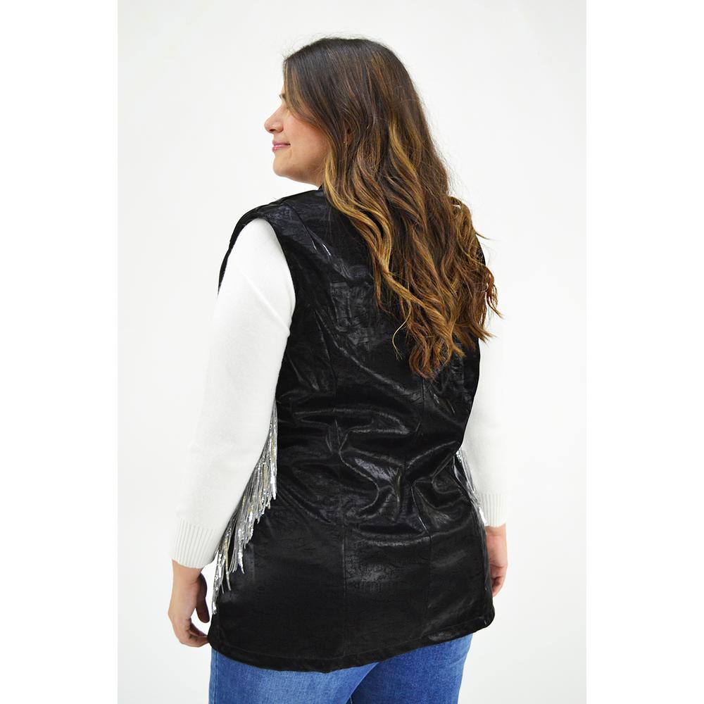 Foto 4 pulgar | Chaleco de Vinipiel Print Roman Fashion JA-MIC-2237 Negro Tallas Extras