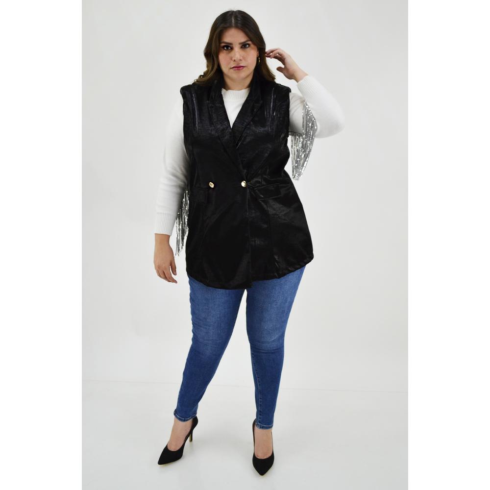 Foto 5 | Chaleco de Vinipiel Print Roman Fashion JA-MIC-2237 Negro Tallas Extras
