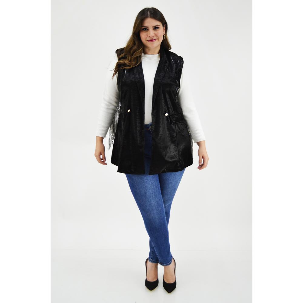 Foto 6 | Chaleco de Vinipiel Print Roman Fashion JA-MIC-2237 Negro Tallas Extras
