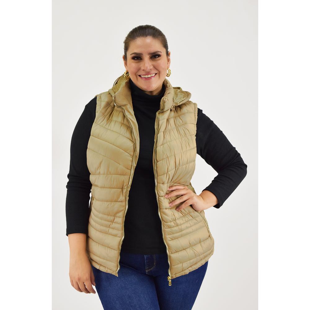 Foto 2 pulgar | Chaleco Afelpado con Capucha Roman Fashion Tallas Extras 015 Beige