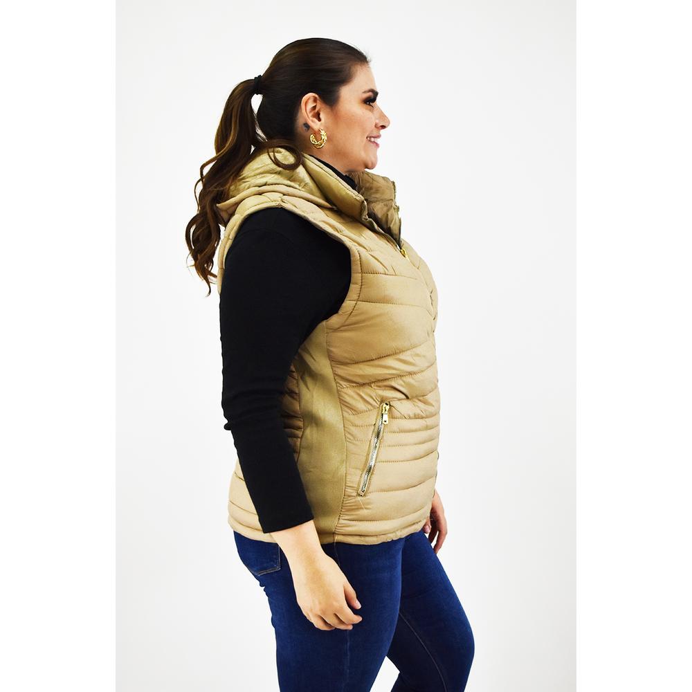 Foto 3 pulgar | Chaleco Afelpado con Capucha Roman Fashion Tallas Extras 015 Beige