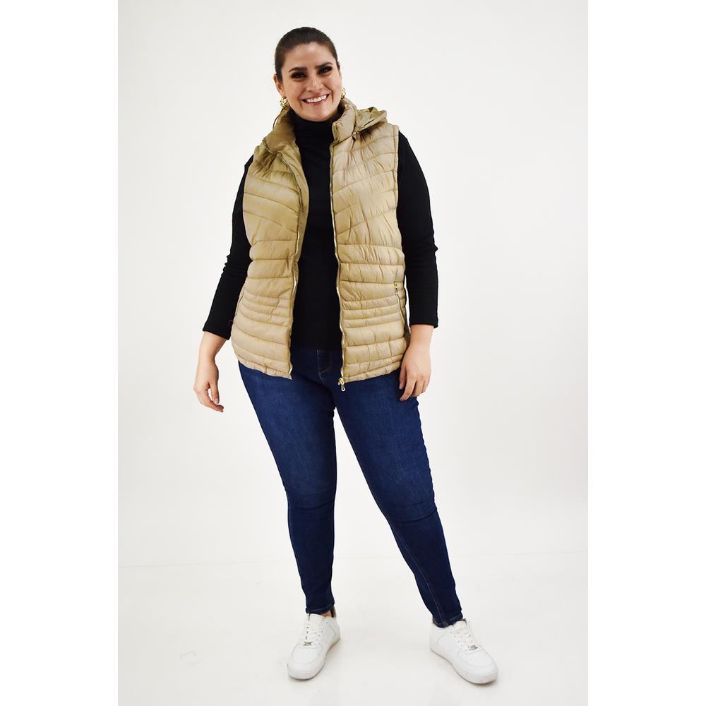 Foto 7 pulgar | Chaleco Afelpado con Capucha Roman Fashion Tallas Extras 015 Beige