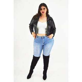 Foto 6 | Chamarra Corta De Vinipiel Roman Fashion /tallas Extras, 18048 (negro) Negro