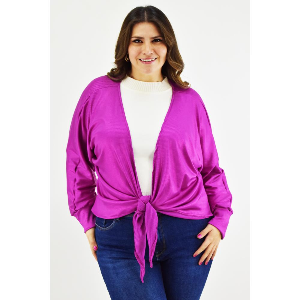 Foto 2 pulgar | Cardigan Con Brillo Roman Fashion /tallas Extras 11847 Fucsia
