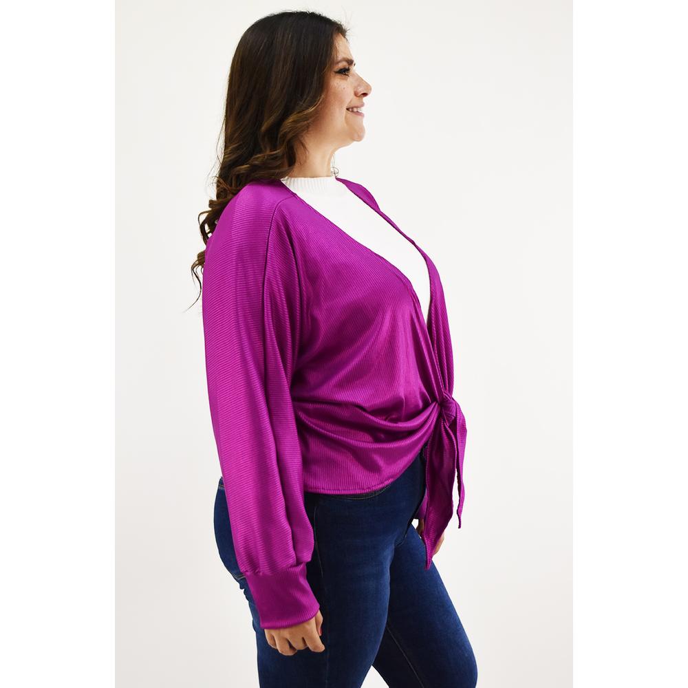 Foto 3 pulgar | Cardigan Con Brillo Roman Fashion /tallas Extras 11847 Fucsia