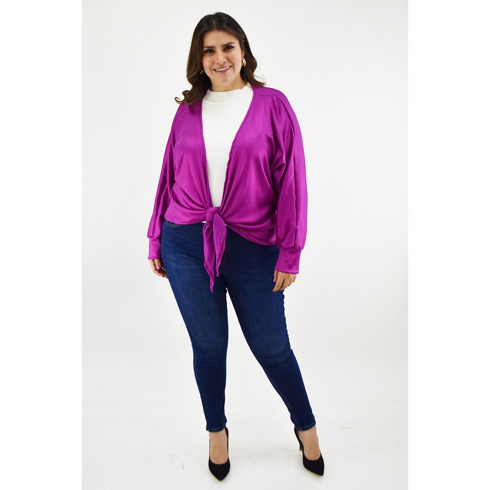 Foto 6 pulgar | Cardigan Con Brillo Roman Fashion /tallas Extras 11847 Fucsia