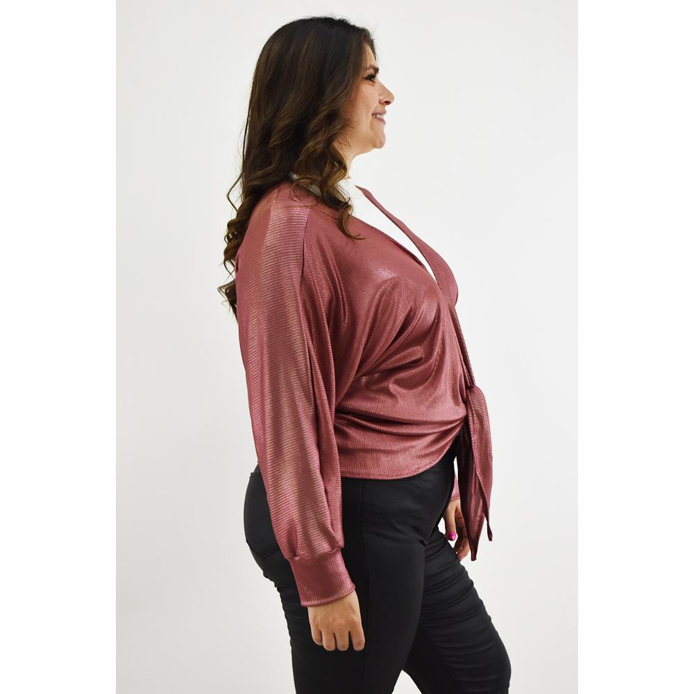 Foto 3 pulgar | Cardigan Con Brillo Roman Fashion /tallas Extras, 11847 (palo De Rosa) Rosa Claro