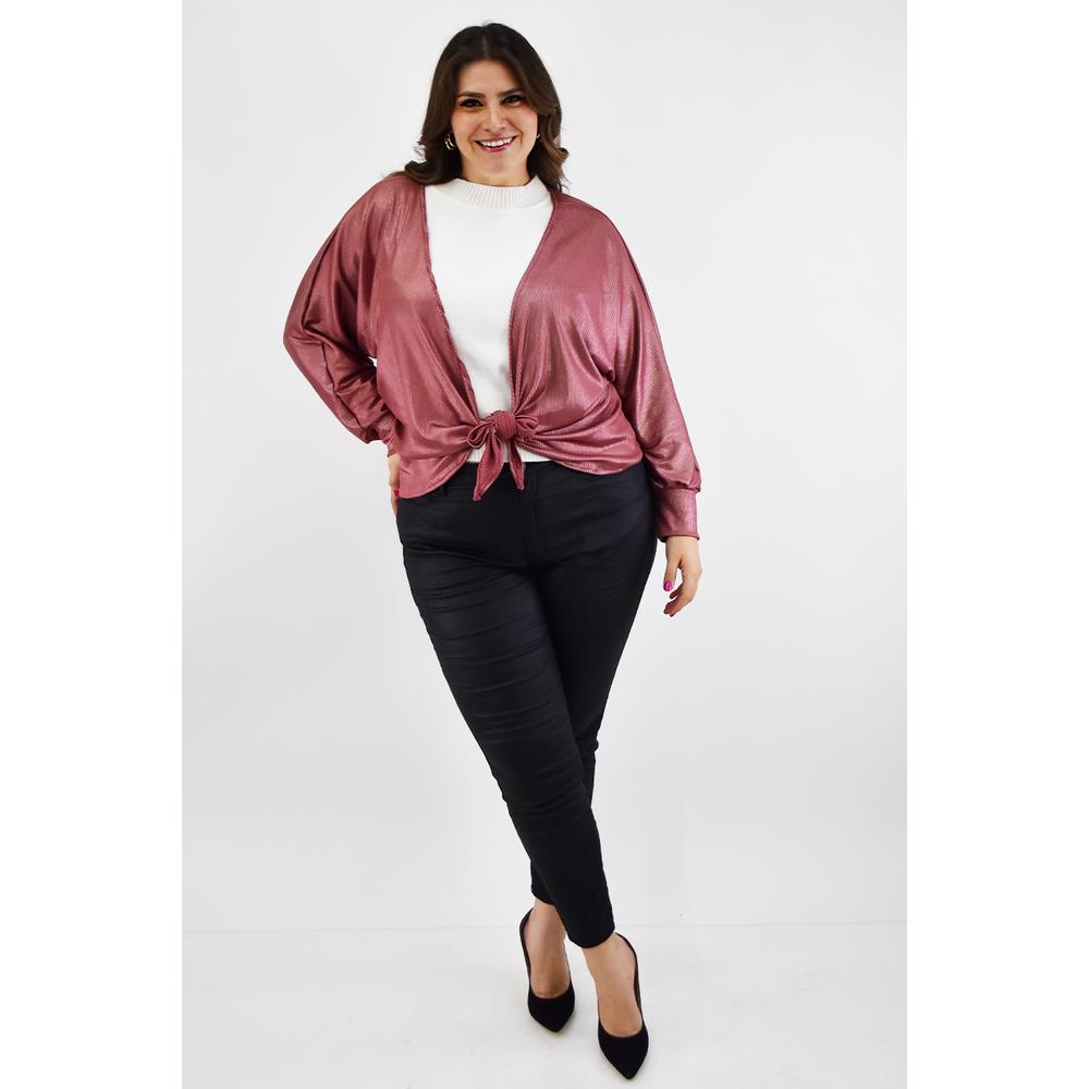 Foto 6 pulgar | Cardigan Con Brillo Roman Fashion /tallas Extras, 11847 (palo De Rosa) Rosa Claro