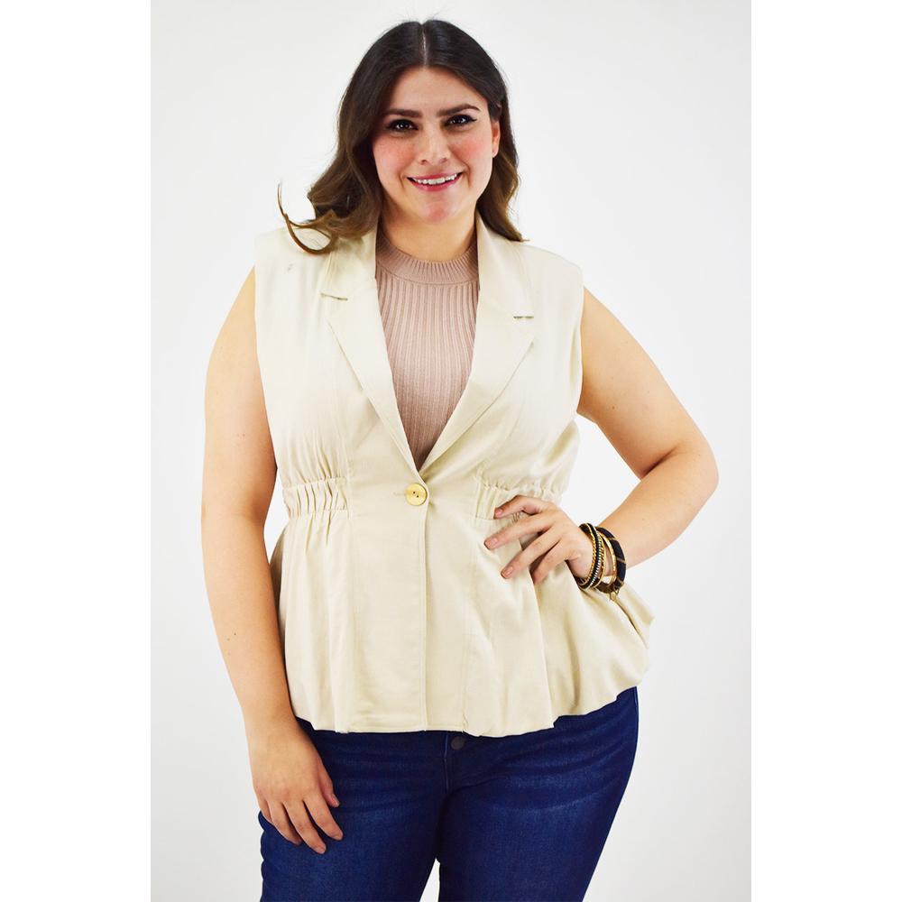 Foto 2 pulgar | Chaleco De Lino Roman Fashion /tallas Extras, 2321 (beige) Beige