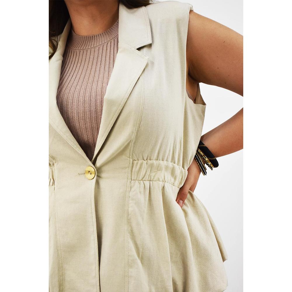 Foto 5 pulgar | Chaleco De Lino Roman Fashion /tallas Extras, 2321 (beige) Beige